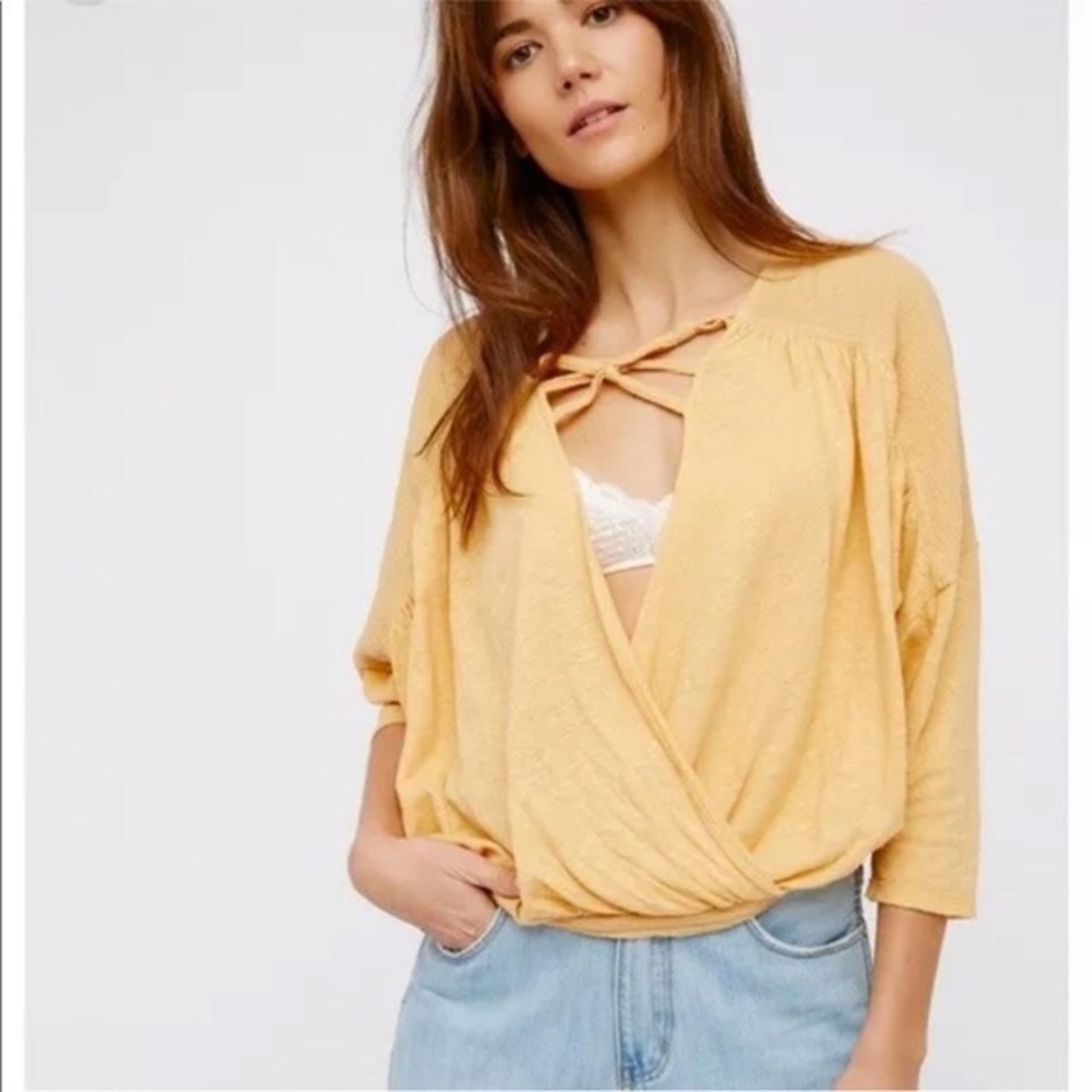 Free People Double Knot Gauze Open Front Boho Top